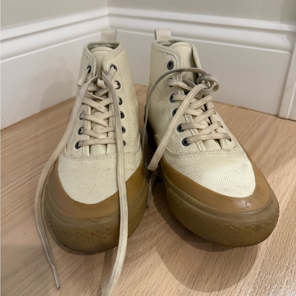 Seavees High-Top Canvas Sneakers with Tan Soles